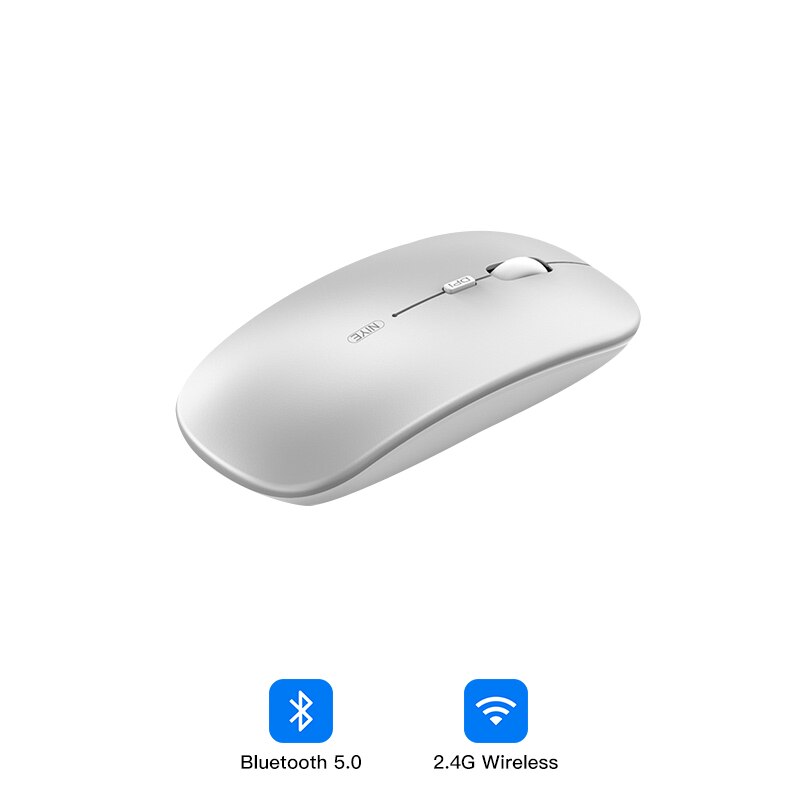 2.4G bezprzewodowa mysz komputerowa mysz Bluetooth Silent PC ergonomiczna Mause ładowalna mysz optyczne USB myszy do biura Laptop PC: Bluetooth  sliver