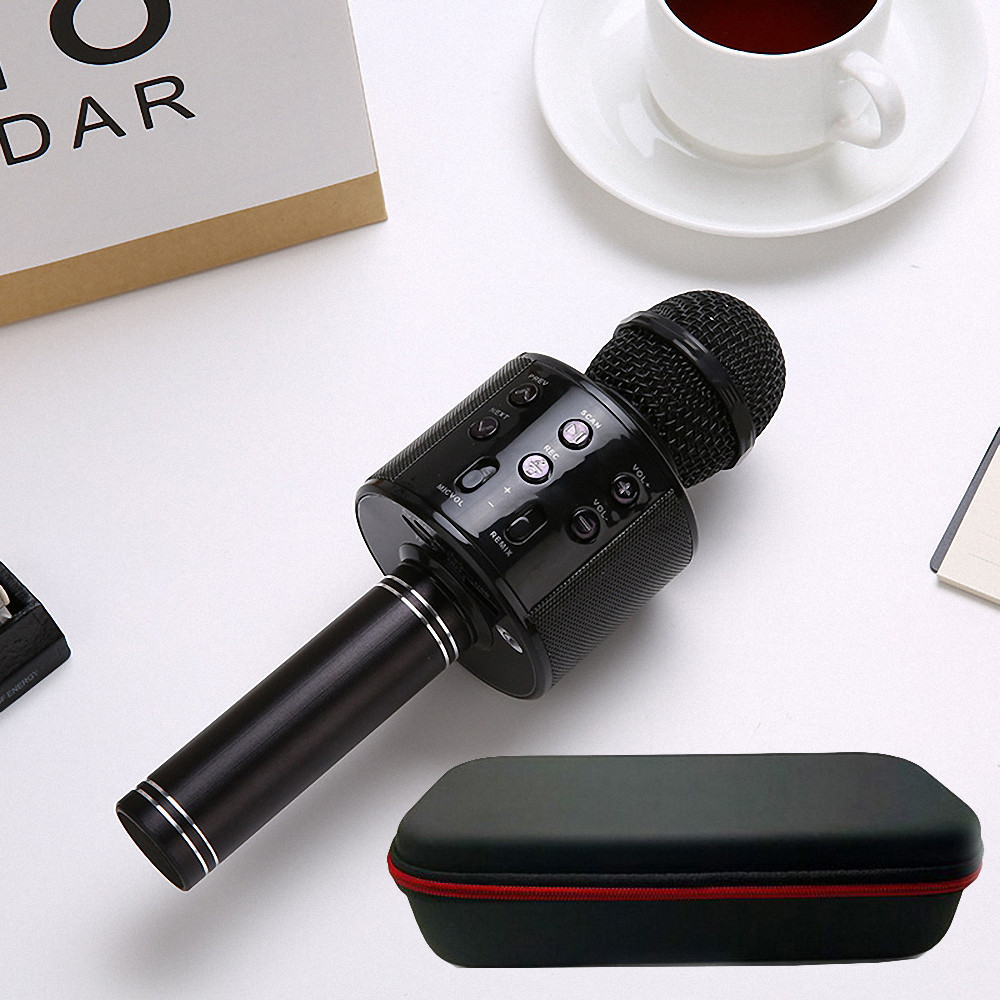 Ws858 Professionele Draadloze Karaoke Microfoon Luidspreker Condensor Microfono Met Bag Bluetooth Radio Studio Record Mic Pk Ws-858: box-858-black
