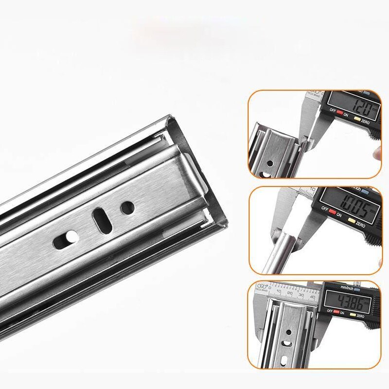10&quot;-22&quot; Stainless Steel Drawer Slides Soft Close Drawer Track Rail Sliding Three-Section Cabinet Slides Furniture Hardware WF