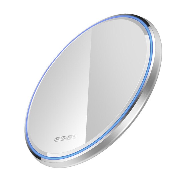 Fdgao 10W Qi Draadloze Oplader Voor Iphone 11 Pro X Xs Xr 8 Snelle Opladen Dock Voor Samsung S8 s9 S10 Note 9 8 Usb Telefoon Lading Pad: 10W Mirror White