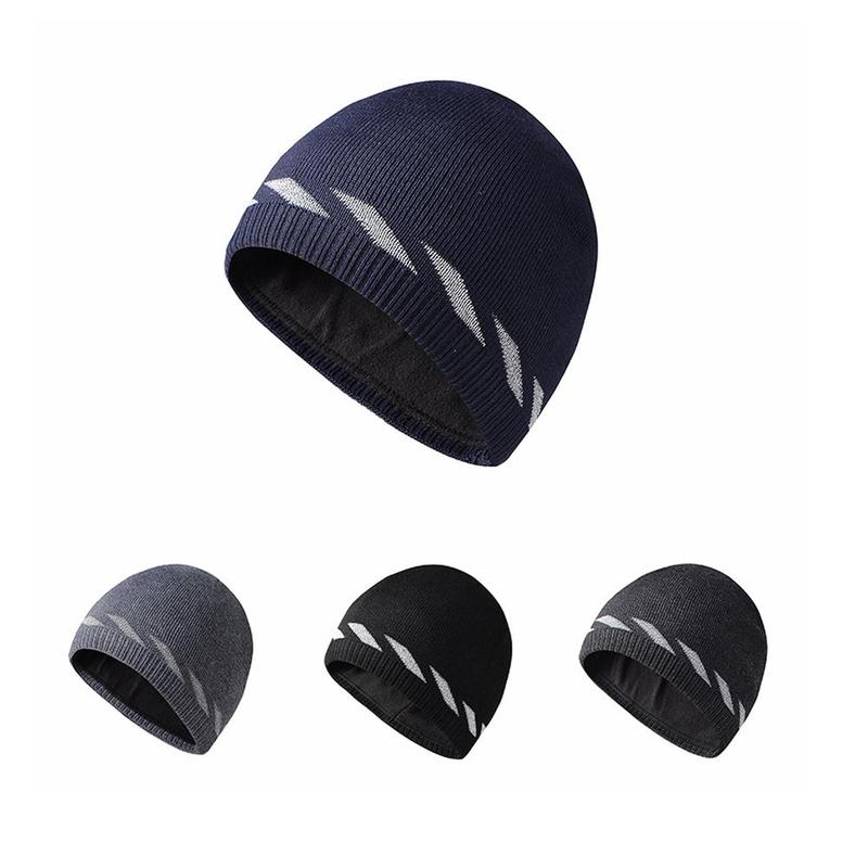 Unisex Reflecting Knit Beanie Hat Winter Warm Night Walking Bikes Safety Caps Running Hard For Men Women and M2N8