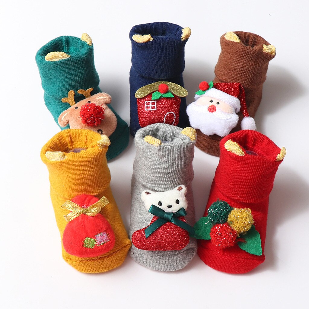 Weihnachten Socken Baby Niedlich Cartoon Socken Kleinkind Kinder baby Jungen Mädchen Weihnachten Santa Deer Anti-Slip Gestrickt Socken Calcetines