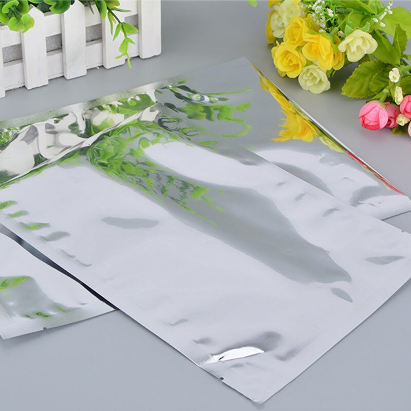 100 stk sølv aluminiumsfolie mylar poser vakuumforsegler glidelås matsparingspose oppbevaringsposer til kjøkkenutstyr #1