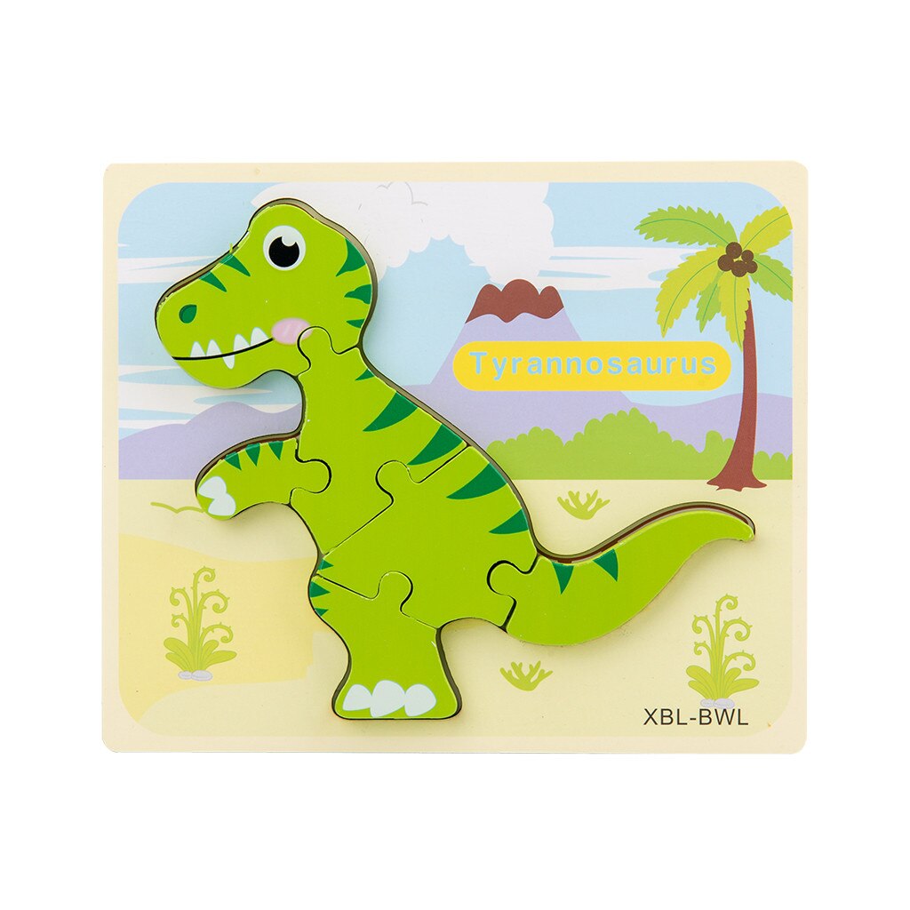 Kids Wooden interesting Puzzle Children's Desktop Assembled Dinosaur Puzzle Kids Three-Dimensional Training Toy: E