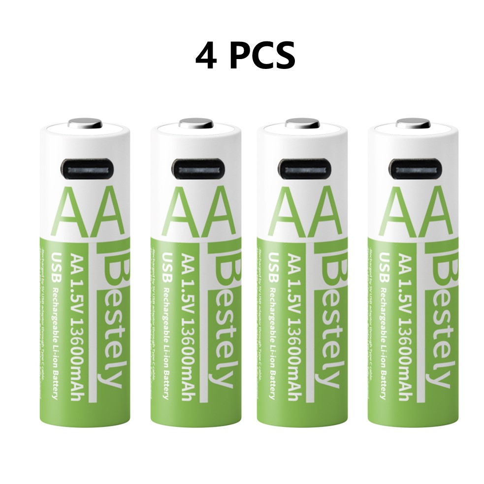 2025 nuevas pilas recargables AA, batería de litio de alta capacidad de 13600mAh 1,5 V, batería doble A para linternas, cámara, Radio: Gris