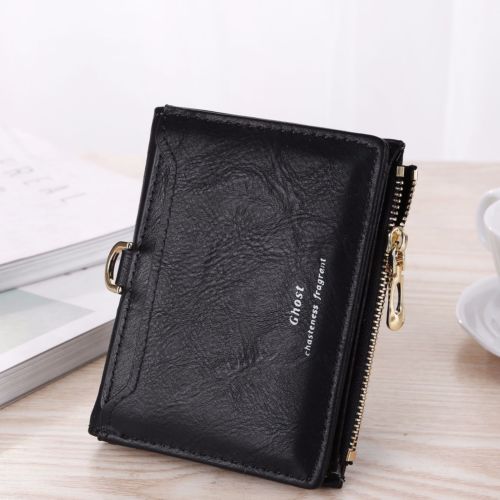 Kvinder lille pung dame kort solid møntlomme pung clutch taske: Sort