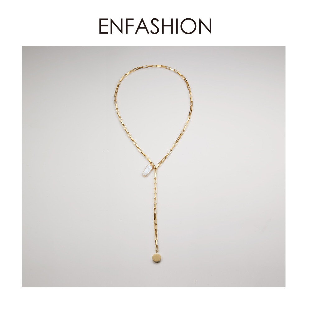 ENFASHION Boho Muschel Kette Halskette Frauen Gold Farbe Edelstahl Natürliche murmeln Der Perle Halsketten Schmuck P193032