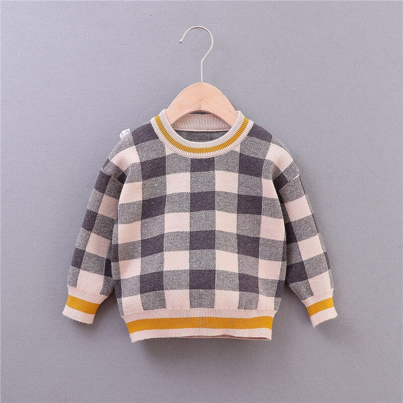 Chandails bébé fille garçons vêtements hiver tricoté pull noël Plaid pull pull manteau tricots: Gris / 24M