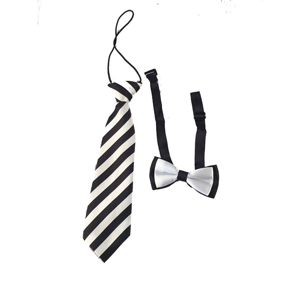 2 stk børne & #39 ;s børn unisex ensfarvede slips butterfly bryllup drenge butterfly tøj tilbehørstr 0011: Sort med striber