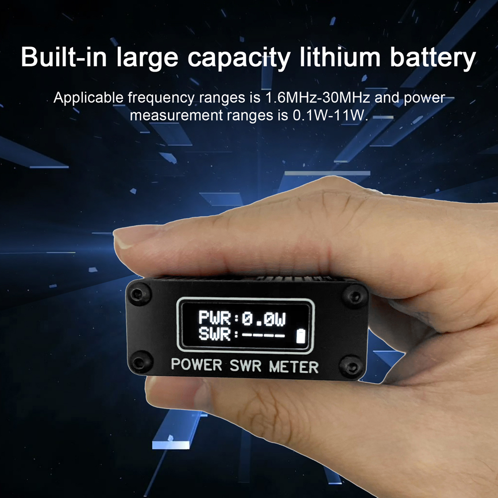 1.6MHz-30MHz 0.1W-11W QRP SWR Shortwave Standing Waves Meter Portable SWR Shortwave Power Meter USB Firmware Upgrade with Screen