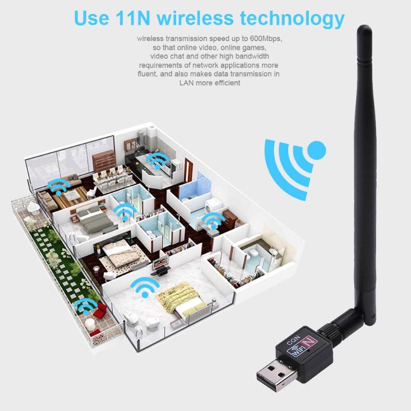 600M USB 2.0 Wifi Router Wireless Adapter Network LAN Card w/5dBI Antenna for Laptop/Computer /Internet TV/media players