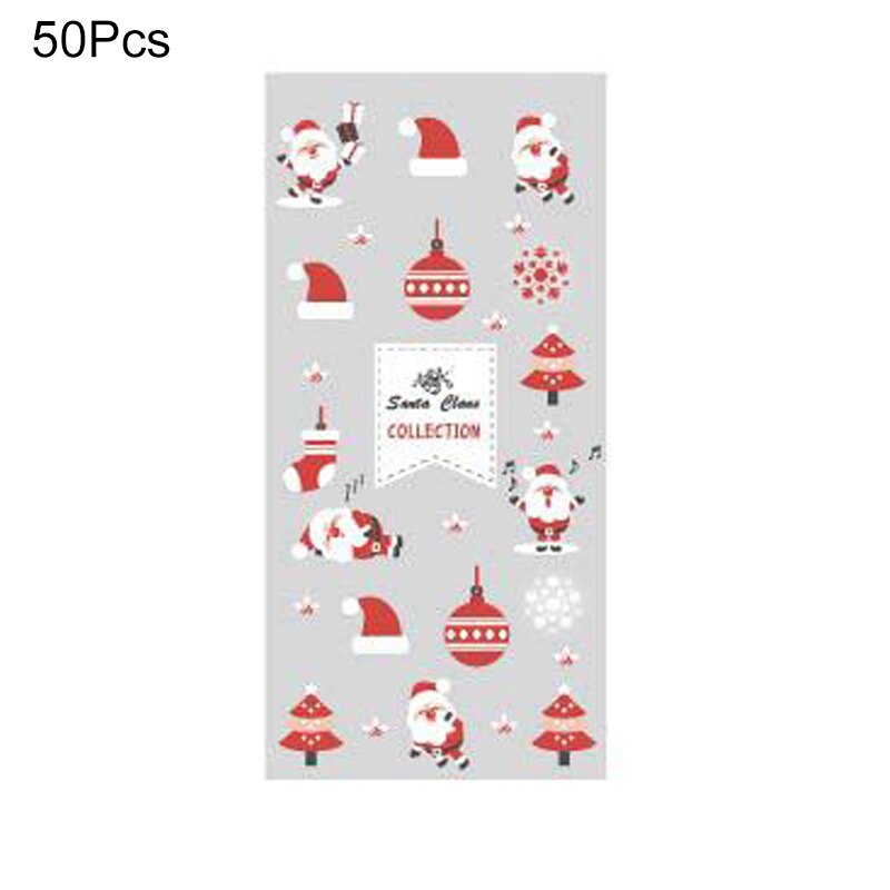 50 stk xmas selvklæbende cookieemballage plastposer jul cellofan festposer behandler slikpose festival fest favor: Fluorescensgul