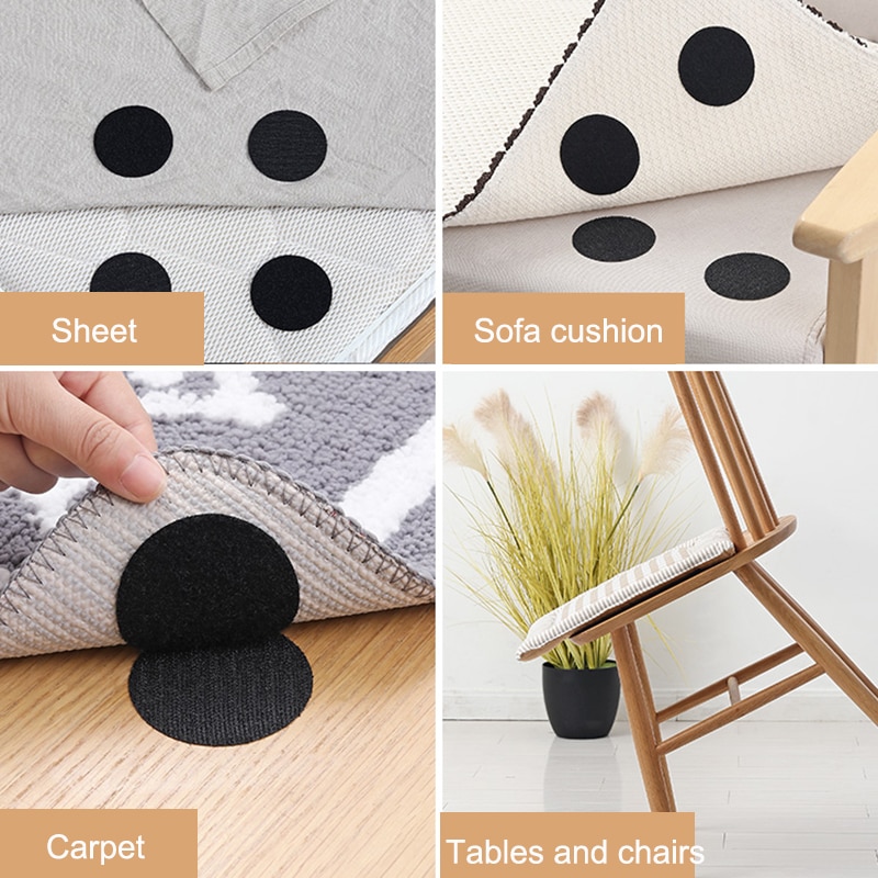 5-30Pair 60mm Round Hook and Loop Fasteners Tape Nylon Sticker Self Adhesive Mounting Double Sided Tape For Carpet Anti Slip Mat