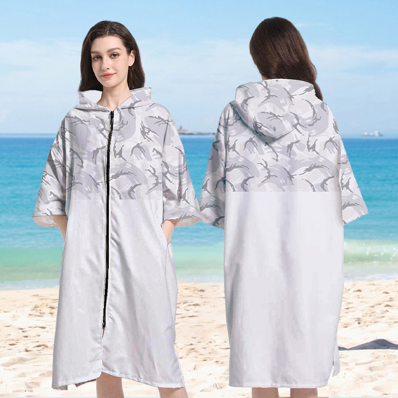 Roupão com capuz feminino com bolsos, cardigã de praia, toalha de natação, surfe e mergulho, roupão, manto de banho de microfibra, novo: Vermelho