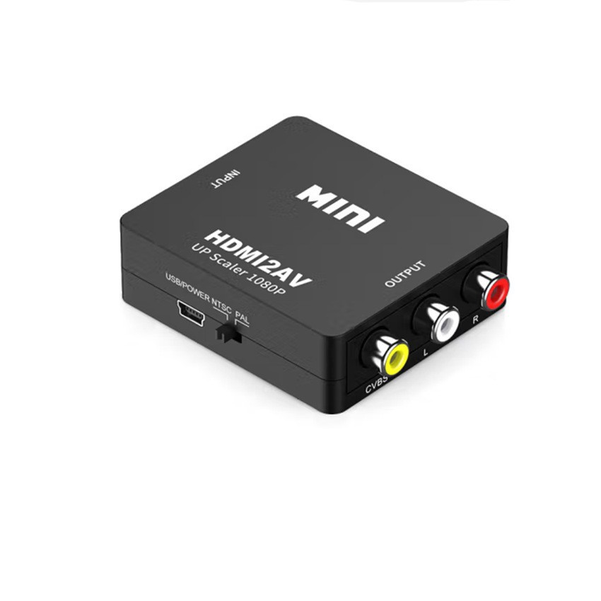 1080P AV to HDMI Converter Box HDMI-compatible to AV RCA CVSB L/R Composite Video AV Converter Adapter for TV VHS VCR DVD: Beige