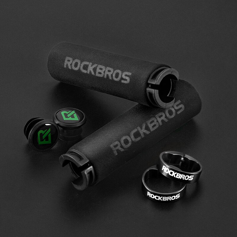 ROCKBROS-empuñaduras de silicona para manillar de bicicleta, empuñaduras suaves antideslizantes y absorbentes de golpes, ultraligeras: BT1001BKBK