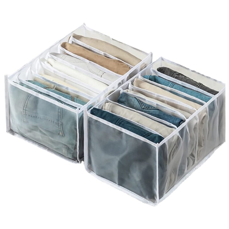 Drawer Organizer and Dresser with Compartments for Jeans Closet Clothes Mesh Separation Box Stackable Drawer for Pants