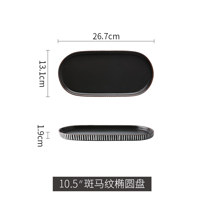 Vaisselle de table ménage manger le riz | Porcelaine couleur belle céramique les plats vaisselle ménage manger le riz bol oreilles doubles assiette à soupe, Long plat carré: 10 5 Zebra oval disk