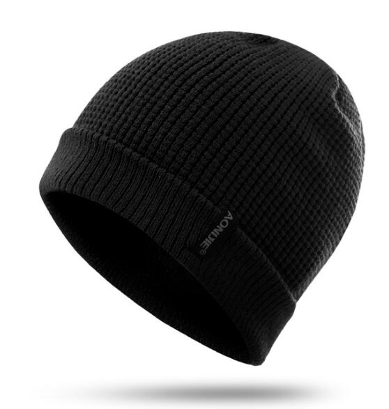 AONIJIE Winter Thermal Sports Slouchy Cuffed Knit Beanie Hat Skull Cap For Running Marathon Travelling Cycling Men Women: M-27 balck