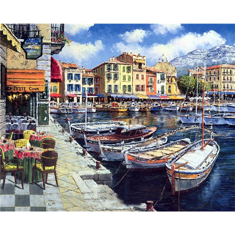 CHENISTORY Rahmen Stiefel Strand DIY Malerei Durch Zahlen Moderne Zauberstab Kunst Bild Durch Zahlen Acryl Leinwand Durch Zahlen Für Hause dekore: Licht Grau / 60x80 cm