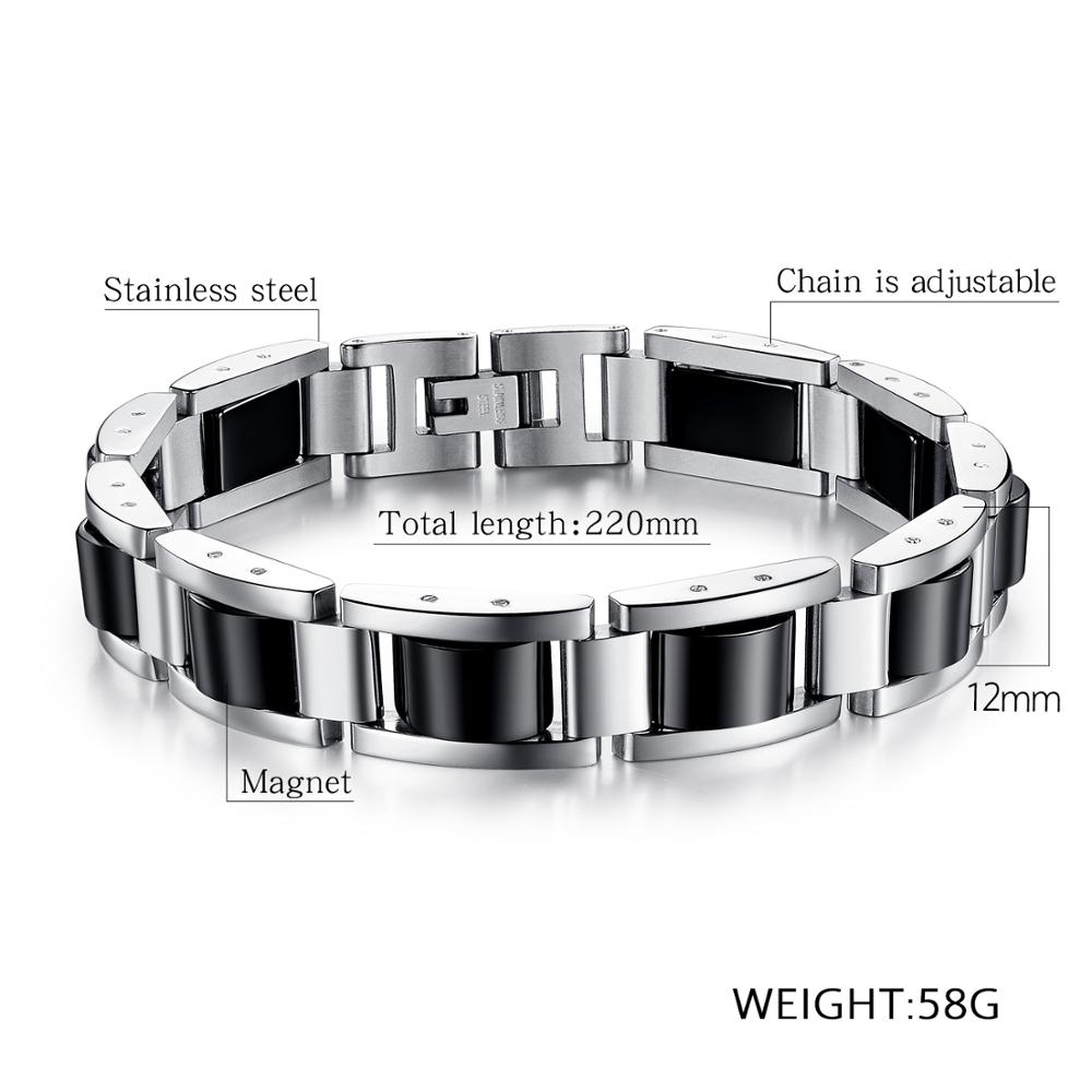 Pulsera magnética ajustable para hombre, de acero inoxidable, pulsera de titanio negro, pulsera magnética para amigos