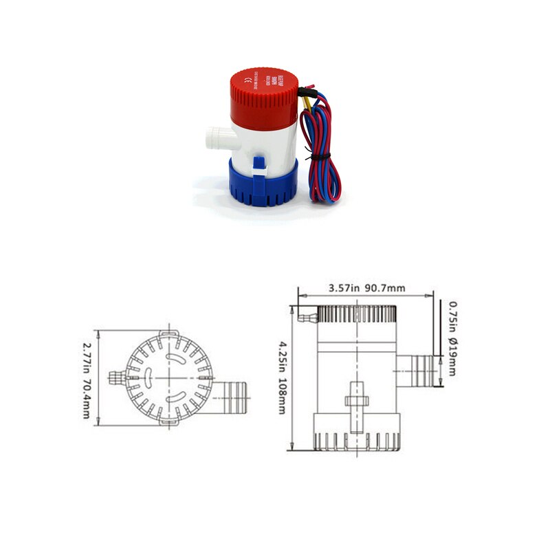 Mini Bilge Pump 500 GPH DC 12V 24V Electric Water Pump for Boats Accessories Submersible Boat Water Pump Bilge Pump