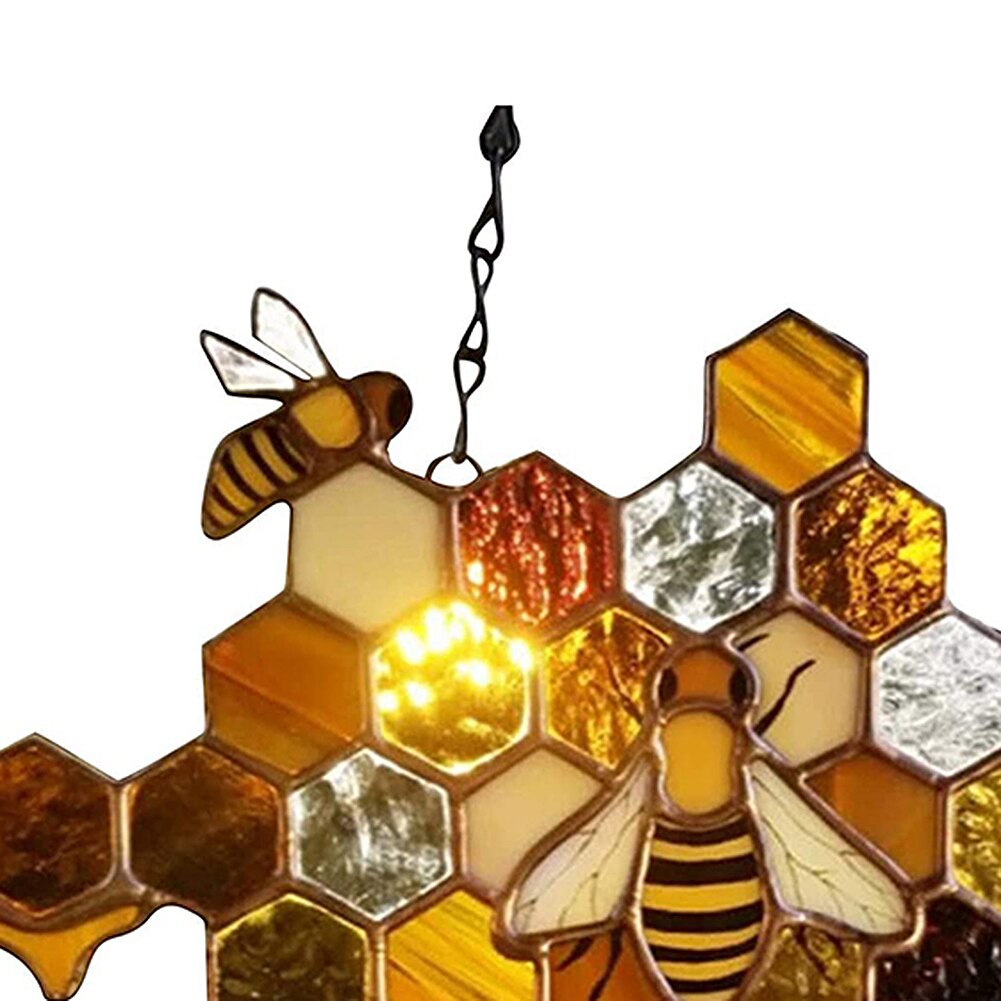Wasp Bee Pendant Handmade Mosaic Honeycomb Honey Bee Hanging Art Crafts Garden Window Decorations Mothers Day