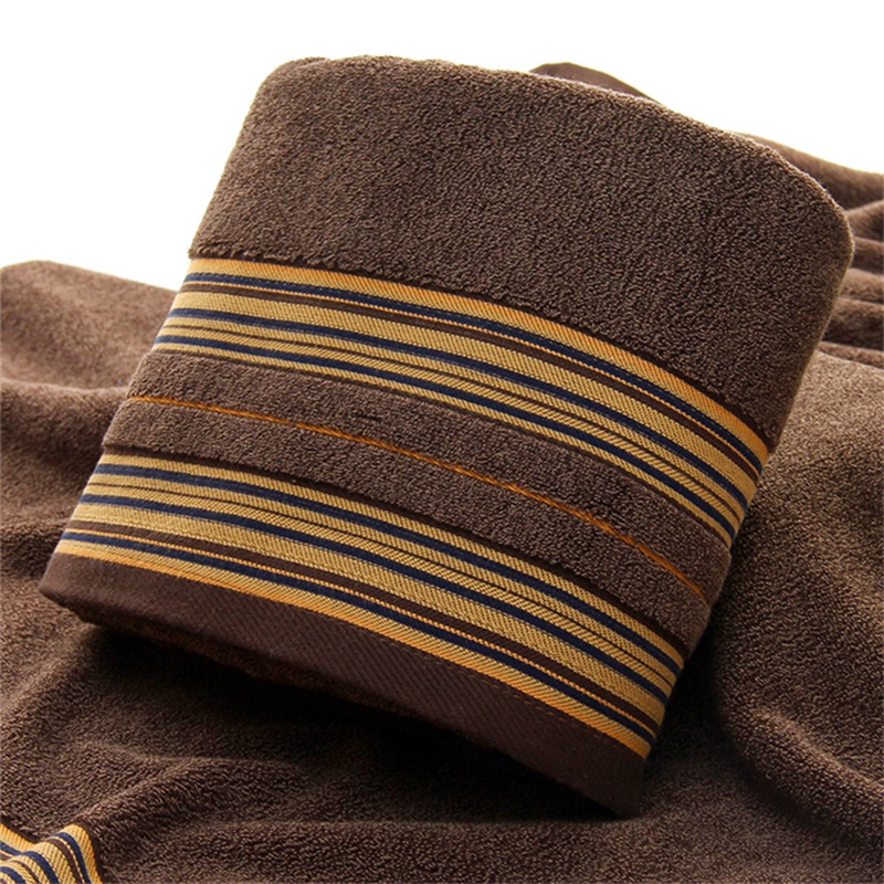 1 pièces serviettes de bain marron pour adultes enfants coton doux Jacquard cisaillé rayé main visage serviette de plage absorbant salle de bain produit: Brown / 35x75cm