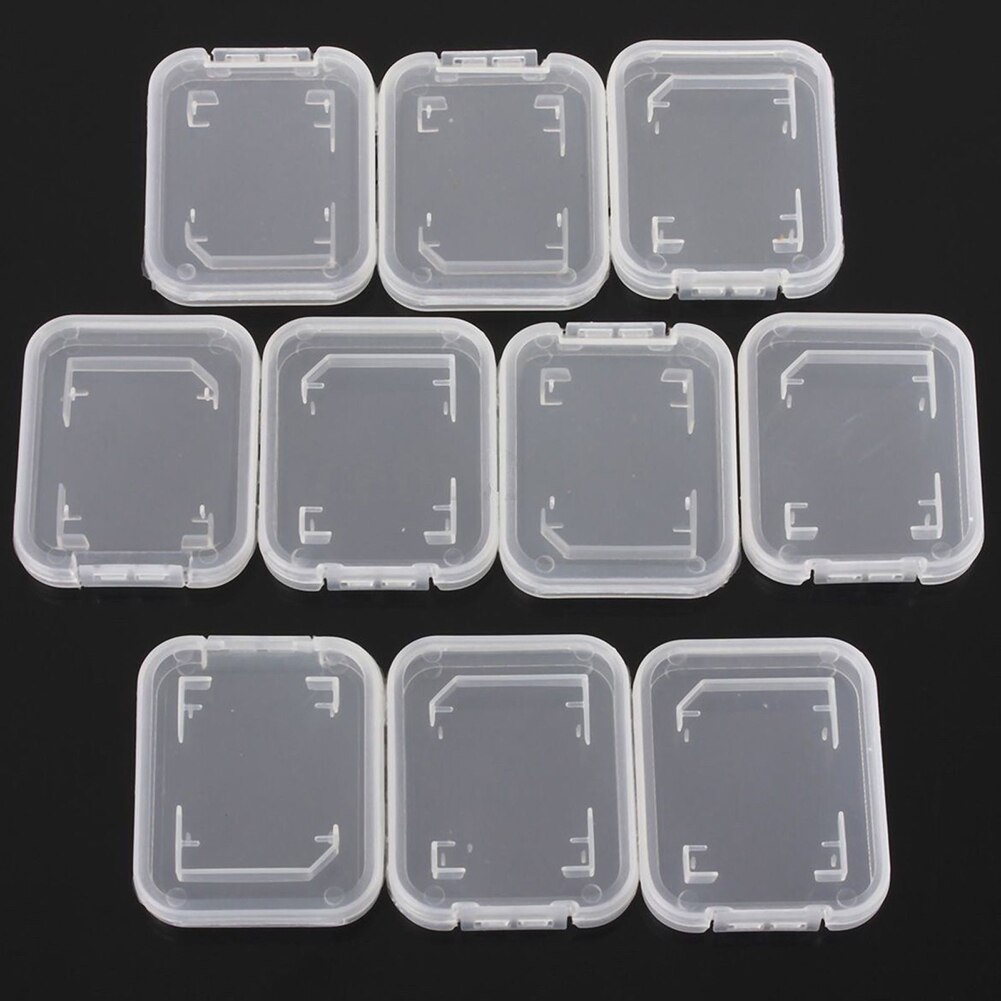 10Pcs Lightweight Clear Standard SD SDHC Memory Card Case Storage Holder Box