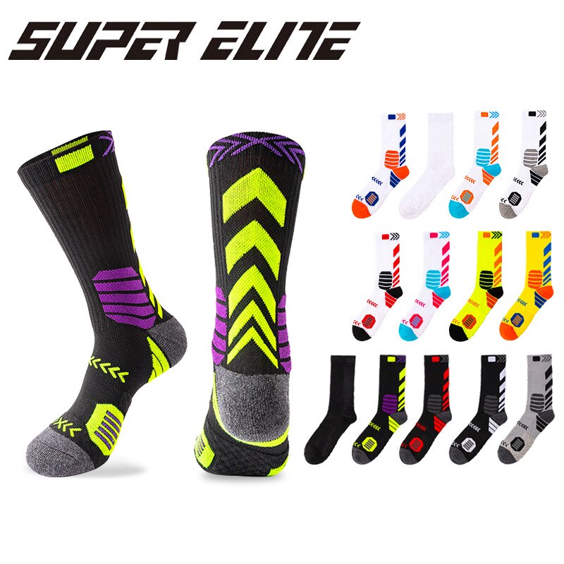 Men's Basketball Sock Cushion Athletic Long Sports Outdoor Socks Free size