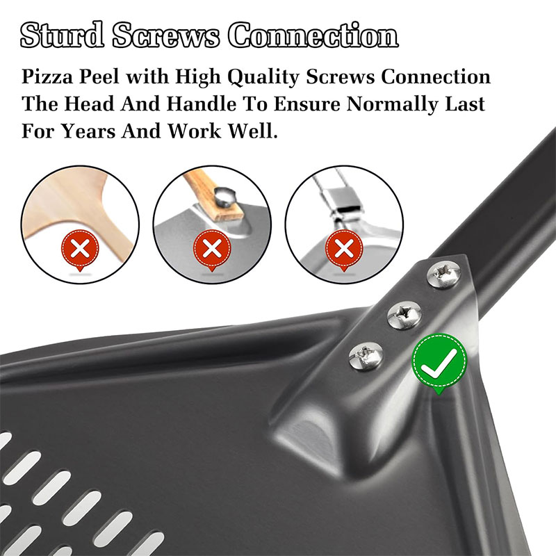 Pala per spatola per Pizza professionale in metallo di alluminio perforato da 7/9/12 pollici per accessori per forno per Pizza fatto in casa