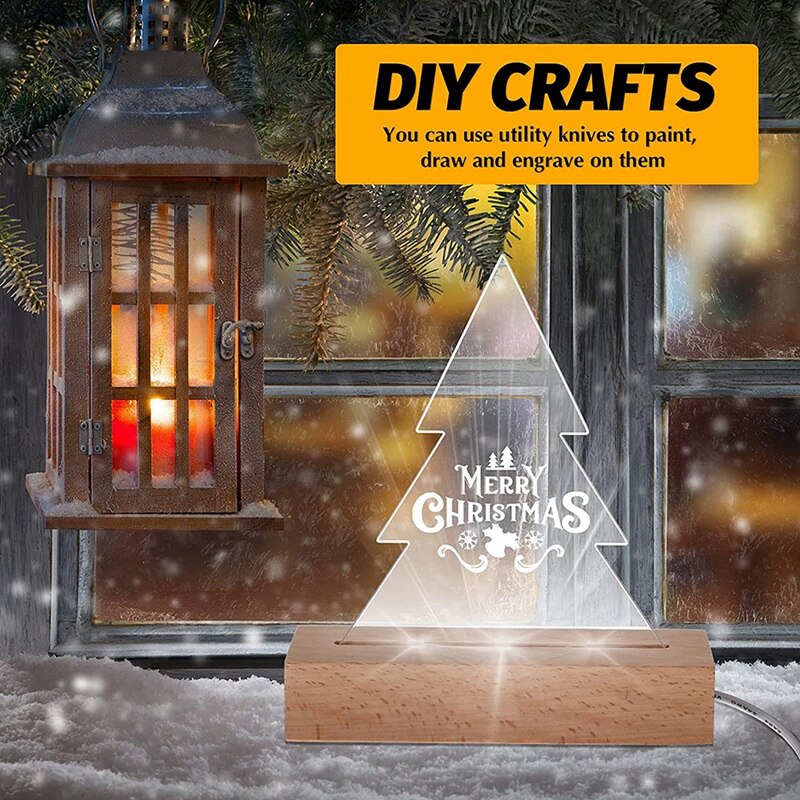 6 Pieces Acrylic Sheets Clear Cast for LED Lamp Base,2 mm Thick Panel Board,Christmas Table Sign DIY Display Project