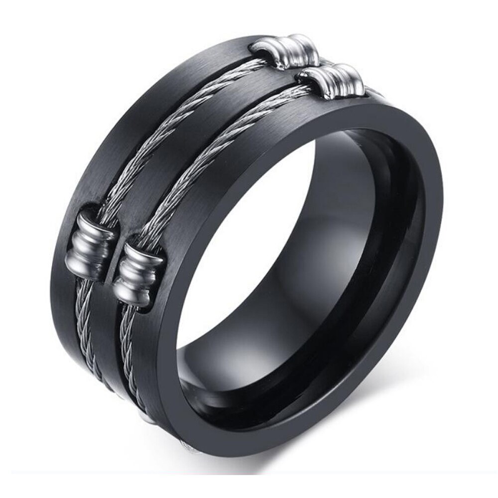 Klassieke Draad Kabel Biker Ringen Voor Mannen 316L Rvs Geborsteld Mannelijke Jongen Signet Vinger Bands Sieraden: 10