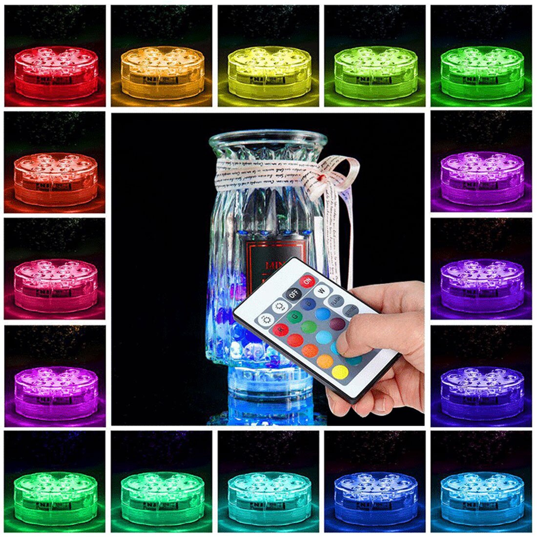 13 LED Fernbedienung Gesteuert Unterwasser Licht IP68 Wasserdichte RGB Mehrfarbig Tauch Vase Dekoration Licht Schwimmbad Magnet Lampe