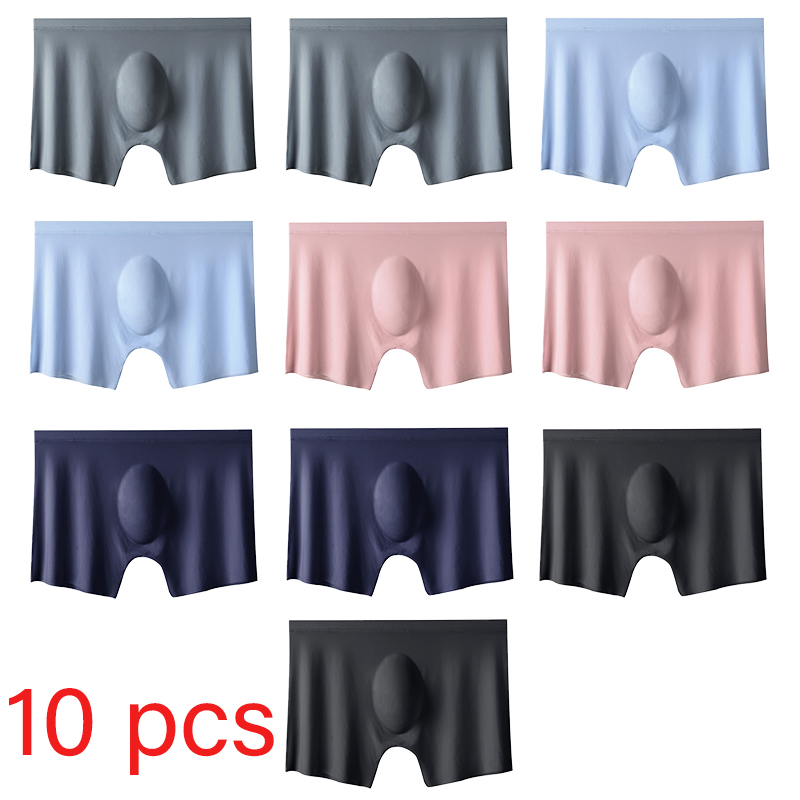 10 stk./parti herre sommer issilke boxershorts sømløse undertøj lingeri underbukser shorts ultratynde åndbare sexede trusser