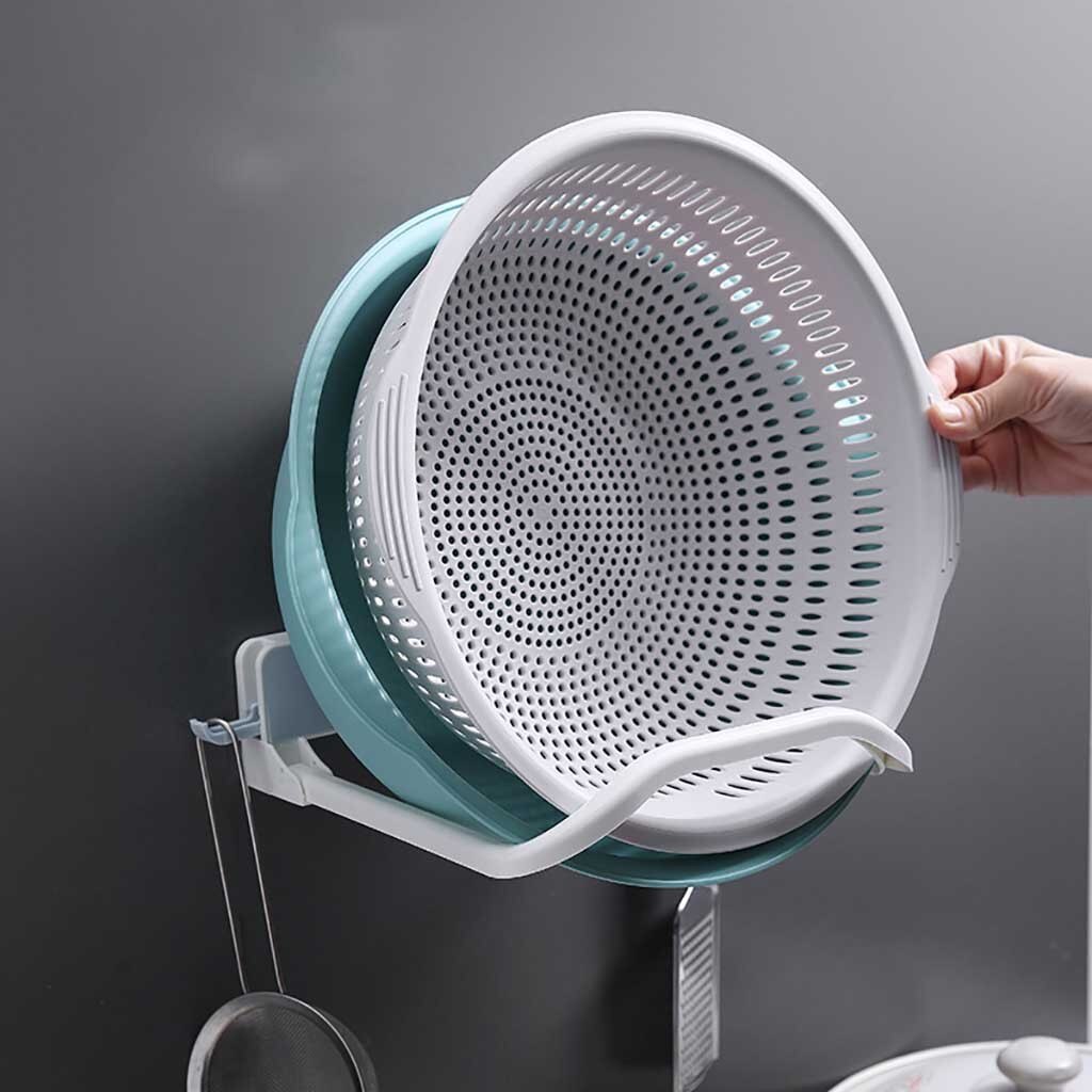 Étagère murale en plastique pliable en plastique, meuble de rangement pour lavabo, Pot, étagère, contenant des accessoires de cuisine auto-adhésif