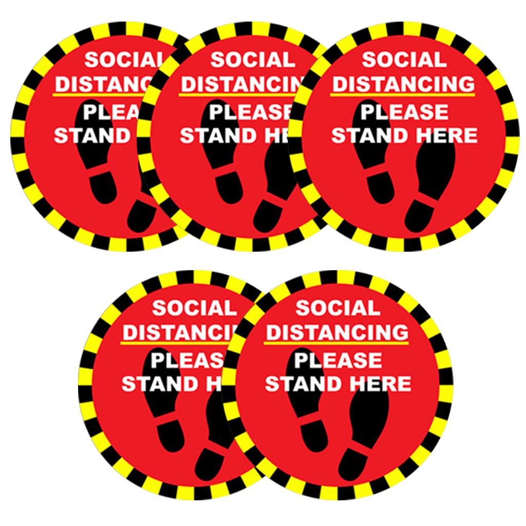 5x por favor mantenga su distancia separador Social pegatinas de suelo señal de seguridad de salud: D