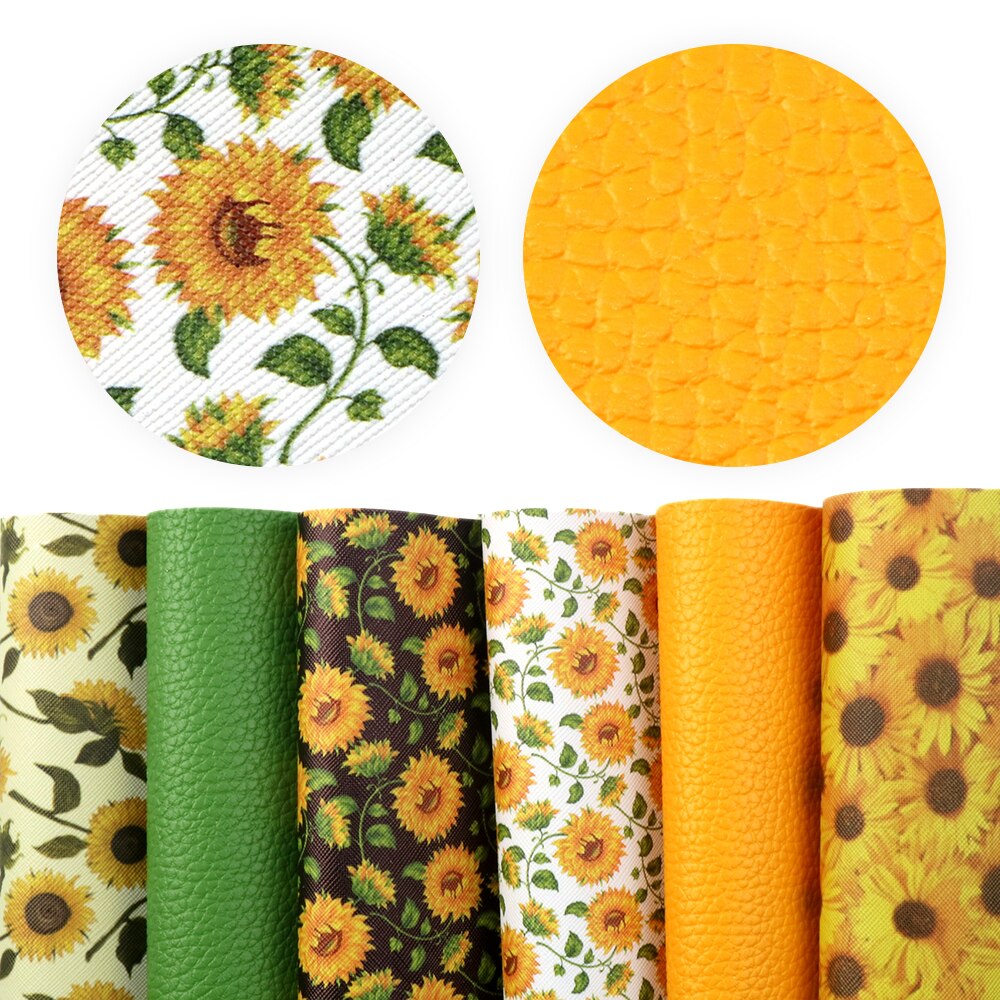 20*34cm 6pcs/set Sunflower Faux Leather Sheets in Crafts DIY Handmade Materials Leather Fabric for Bows,1Yc11396
