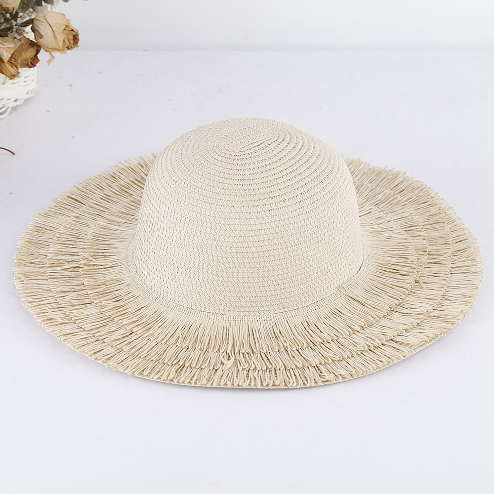 2023 Hoeden Voor Dames Brede Golfmuts Strohoed Dameshoeden Voor De Zon Dameshoed Zomerhoedje Kwastje Hoedtas Pak Zonneklep: WHITE