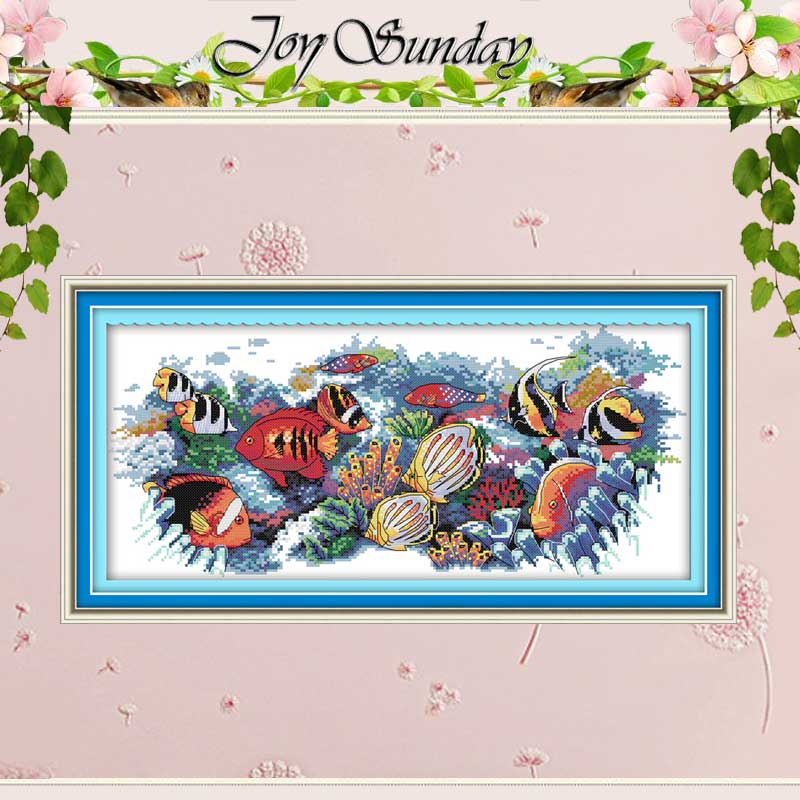 Tropical Fish Patterns Counted Cross Stitch 11CT 14CT Cross Stitch Set Chinese Cross-stitch Kits Embroidery Needlework