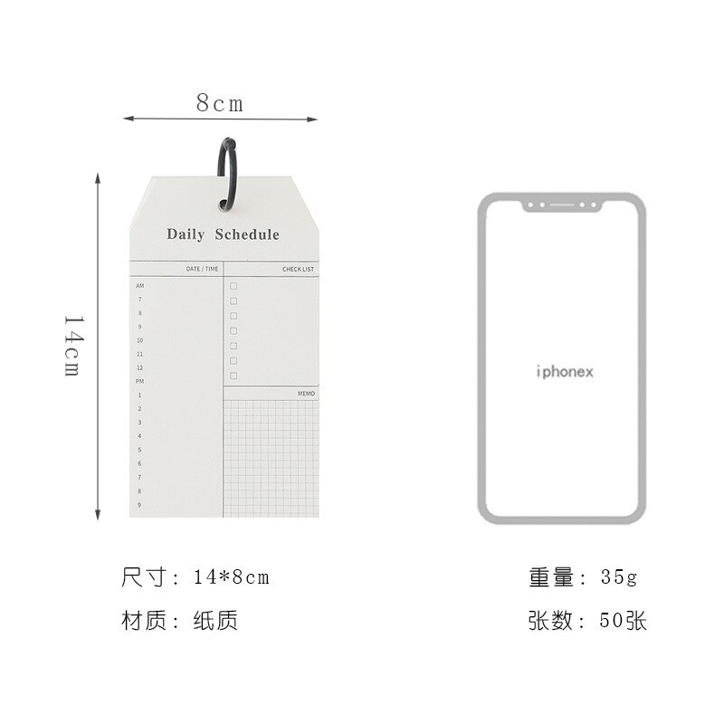Japanese To Do List Notebook Torus Card Checklist Notebook Student Stationery Memo Pad Kawaii Office Minimalist Stationery: YELLOW