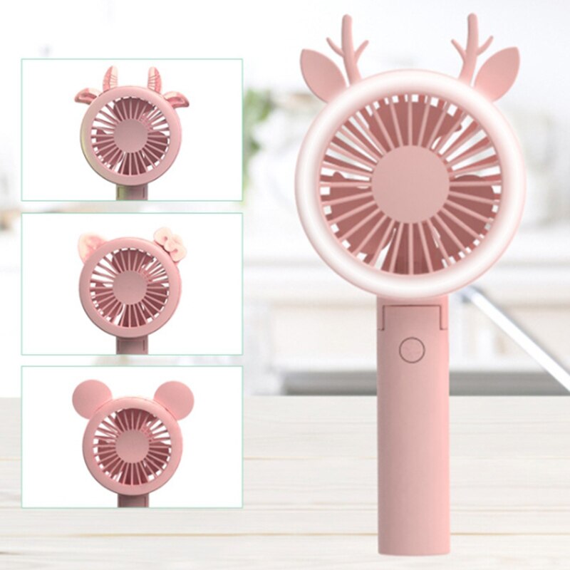Ventilator Handheld Usb Oplaadbare Fans Led Light Portable Air Cooling Fan Mini Desktop