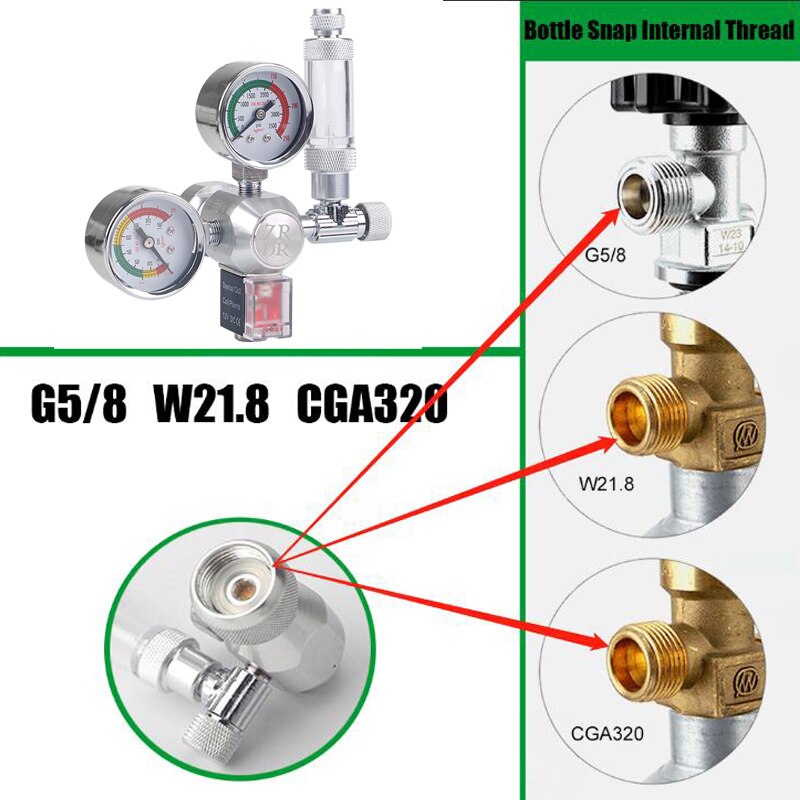 ZRDR/ Aquarium CO2 Regulator with Check Valve Bubble Counter Magnetic Solenoid Valve Aquarium CO2 Pressure-reducing Valve