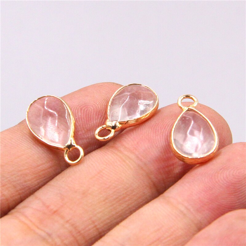 3pcs/lot Natural metal white opal stone Water loose pendant charm for jewelry making bracelet necklace Accessories women: 10 White quartz