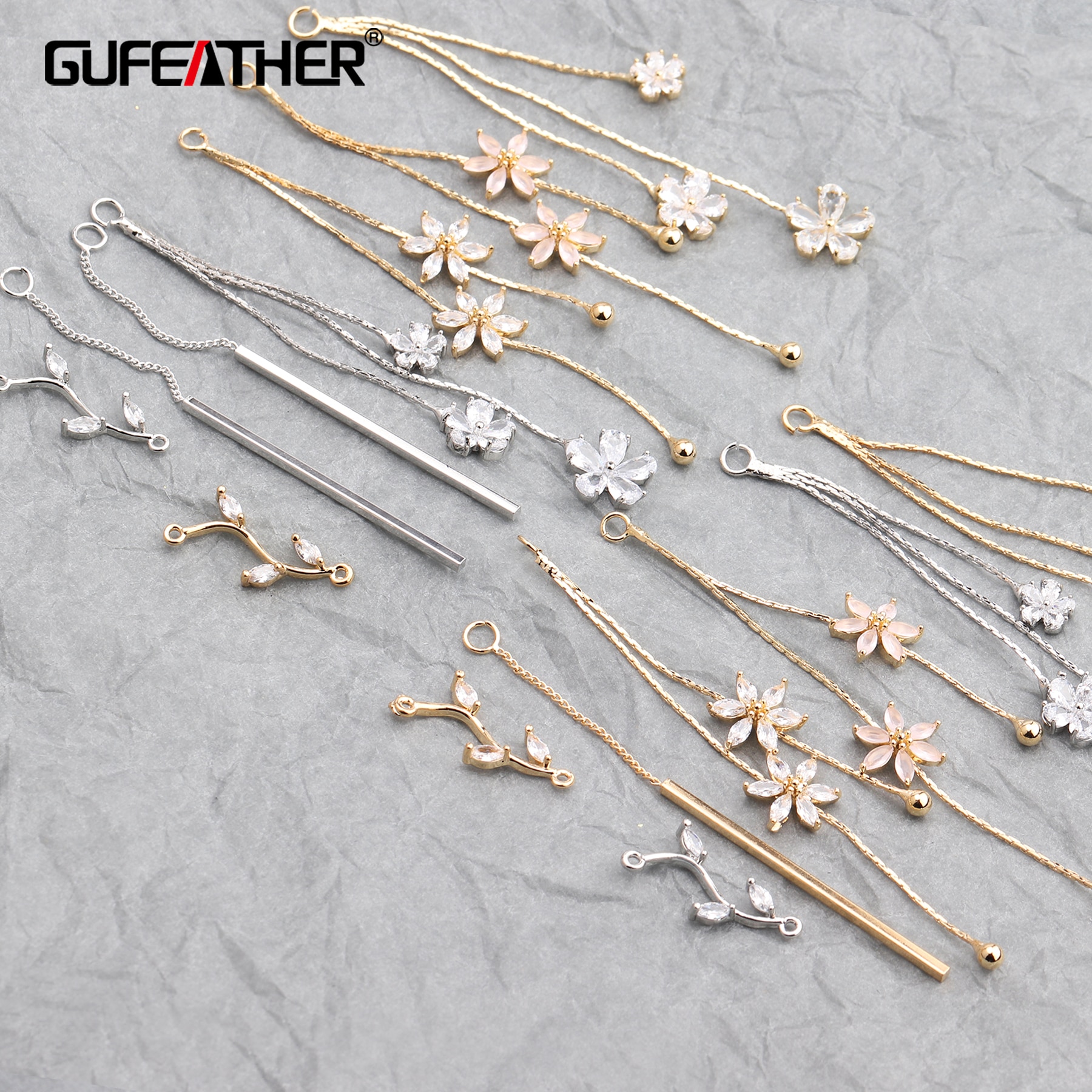 GUFEATHER M579,jewelry accessories,18k gold plated,0.3 microns,zircon,jewelry findings,jewelry making,diy earrings,10pcs/lot