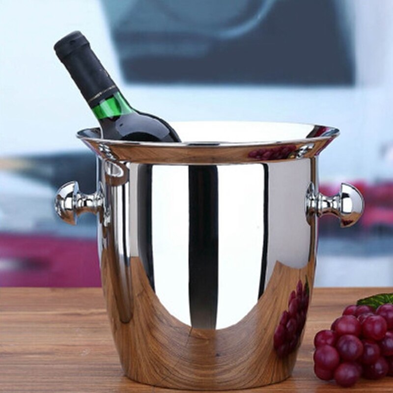 Stainless Steel Thickened Red Wine Ice-Pail Cooler Box Thickening Champagne Bucket Ice Bucket Wine Cooler for Hotel Bar