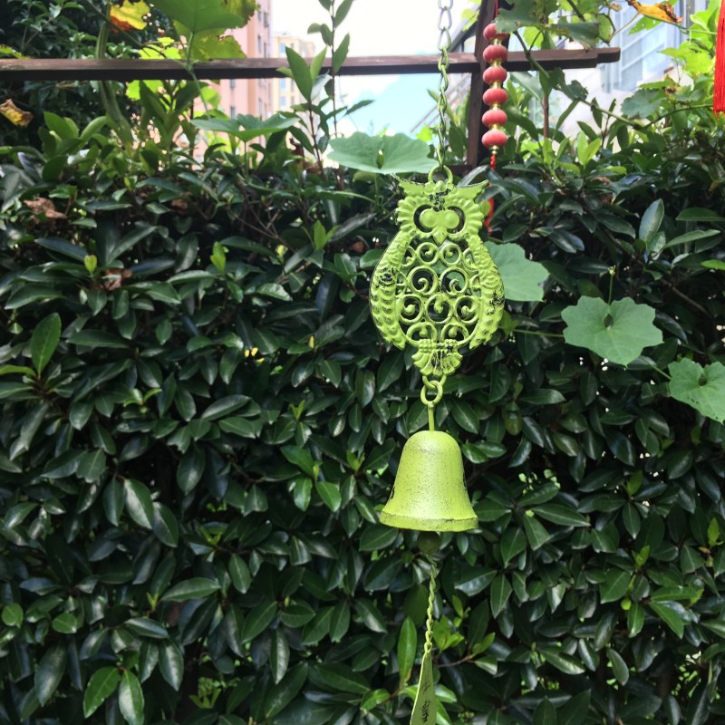 Campanas de viento de búho Feng Shui para exteriores, decoración de hierro forjado para jardín, Villa, casa, patio, adornos, balcón, artesanía de comestibles
