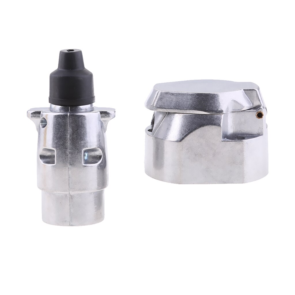 7 Pin Metal Trailer Plug &amp; Socket Caravan Towbar Wiring Towing Electrics