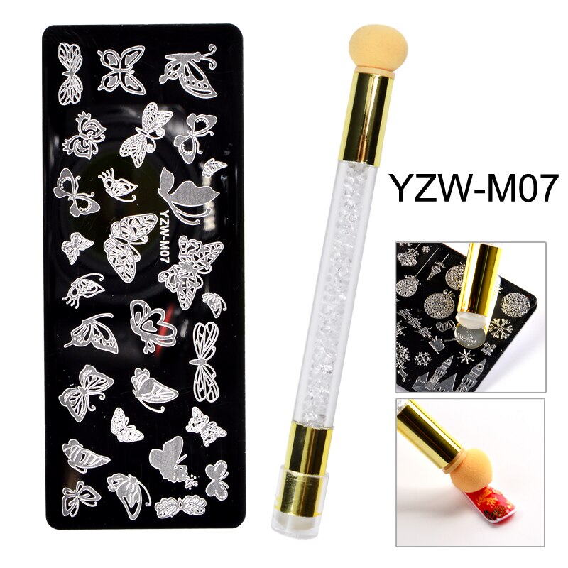 1 einstellen Nagel Stanzen Platten Schmetterling Schneeflocke Spitze Stempel Vorlage für Druck Schablone Werkzeuge: YZW-M07