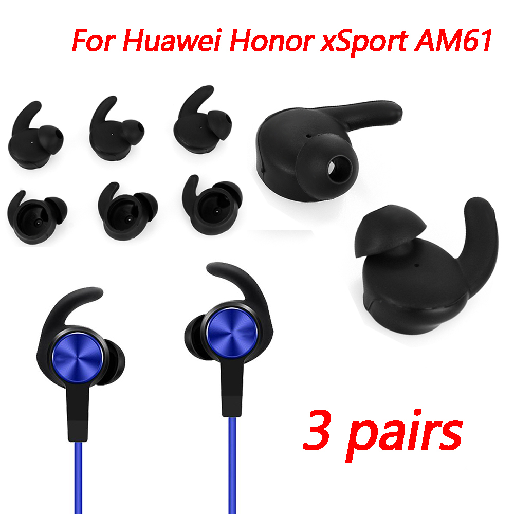 3 pary końcówek dousznych silikonowe nakładki na uszy miękkie słuchawki pokrywa akcesoria do zestawu słuchawkowego Bluetooth Huawei Honor xSport AM61